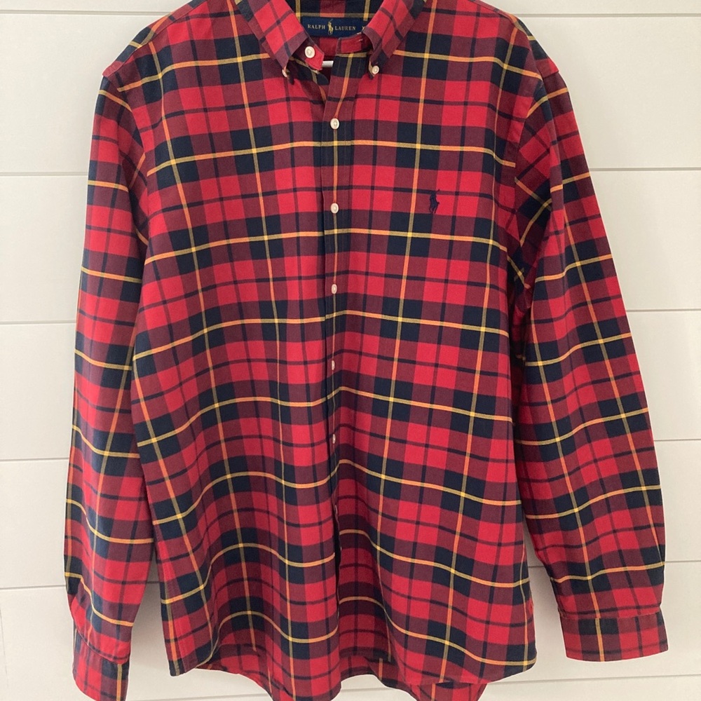 Ralph Lauren Polo Red Plaid XL L/S Shirt Mint